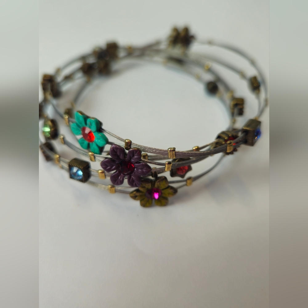Colorful Floral Wire Stackable Bracelets